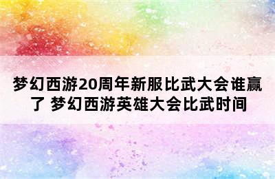 梦幻西游20周年新服比武大会谁赢了 梦幻西游英雄大会比武时间